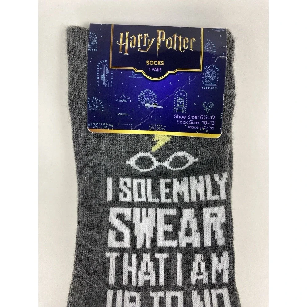 Harry Potter Adult Crew Socks Sz 6.5-12 Hogwarts Novelty Graphic Wizarding World